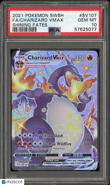 2021 Pokemon Sword & Shield Shining Fates Charizard VMAX Fa Shining Fates PSA 10 #SV107