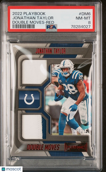 2022 Panini Playbook Jonathan Taylor #DM6 Red Patch PSA 8
