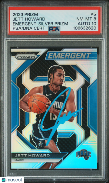 2023 Panini Prizm Emergent Jett Howard #5 Silver PSA 8 Auto 10