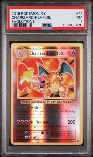 2016 Pokemon XY Evolutions Reverse Holo Charizard #11 PSA 7