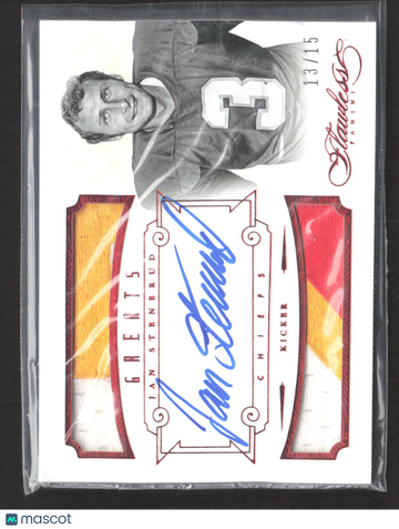 2014 Panini Flawless Greats Jan Stenerud #28 Greats Dual Patch 13/15 Auto