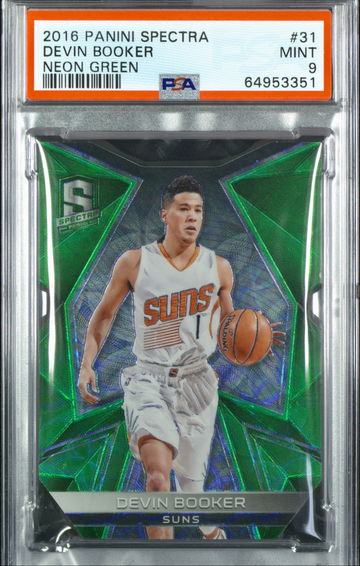 2016 Panini Spectra Devin Booker Neon Green #17/25 Die Cut PSA 9 Mint Low Pop SP