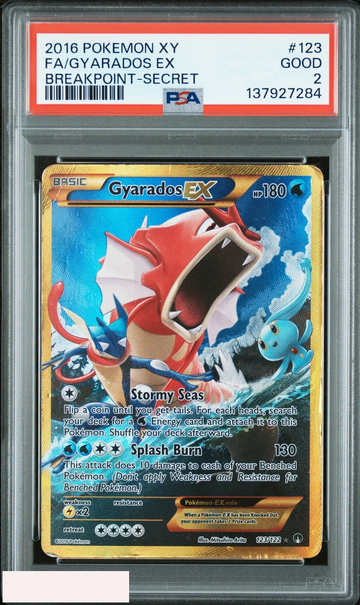2016 POKEMON XY BREAKPOINT FA GYARADOS EX #123 SECRET PSA 2 GOOD