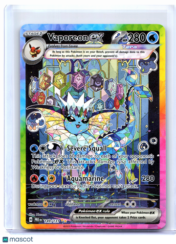 Prismatic Evolutions Pokemon Vaporeon ex Special Illustration Rare #149/131 Holo Trading Card