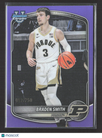2025 Bowman Chrome University Braden Smith #BCP-94 Purple Refractor 092/250