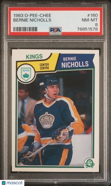 1983 O-Pee-Chee Bernie Nicholls #160 Rookie PSA 8