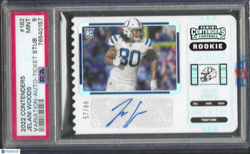 2022 Panini Contenders Jelani Woods #182 Variation Auto Ticket Stub PSA 10