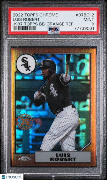 2022 Topps Chrome 1987 Topps Baseball Luis Robert #87BC12 1987 Topps BB Orange Refractor PSA 9
