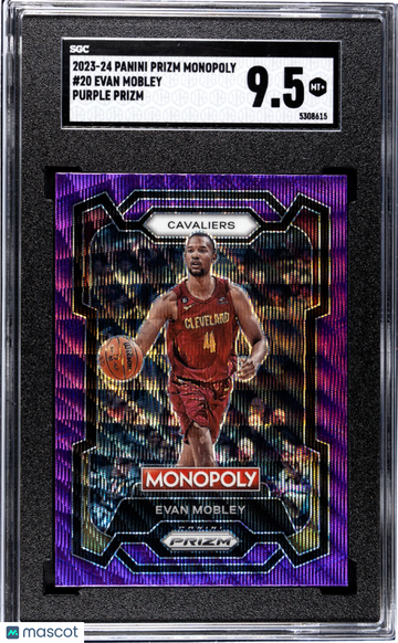 2023 Panini Prizm Monopoly Evan Mobley #20 Purple Parallel/Variety Base Set SGC 9.5