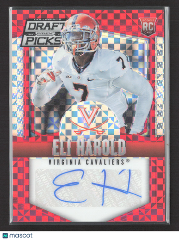2015 Panini Prizm Collegiate Draft Picks Eli Harold #186 Red White Blue Checkerboard RC Auto