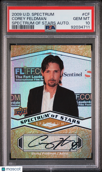 2009 Upper Deck Spectrum Spectrum Of Stars Autographs Corey Feldman #CF Spectrum Of Stars Autograph PSA 10