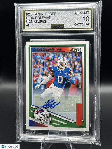 2025 Panini Score Signatures Keon Coleman #4 AGS 10