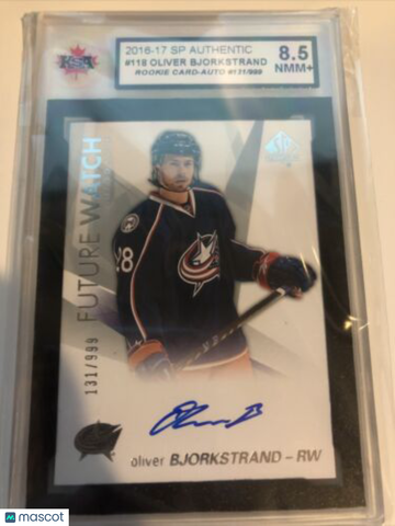 2016-17 SP Authentic Oliver Bjorkstrand #118 Future Watch Auto KSA 8.5