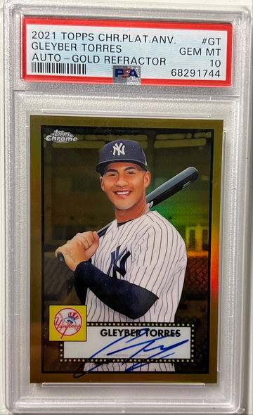 2021 Topps Chrome Platinum Anniversary Gleyber Torres Auto Gold Refractor PSA 10 Yankees