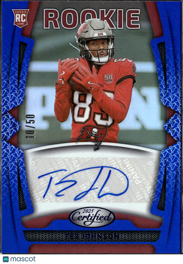 Tez Johnson 2025 Panini Certified RC Auto Blue /50 Tampa Bay Buccaneers