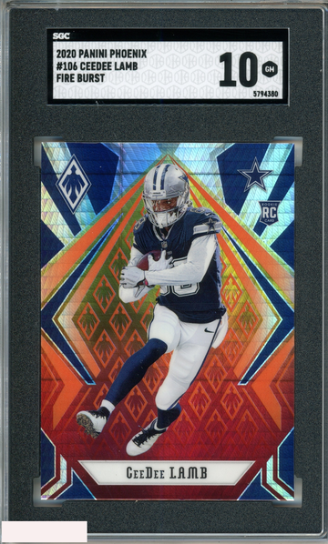 2020 PANINI PHOENIX CEEDEE LAMB #106 FIRE BURST ROOKIE RC SGC 10 GM