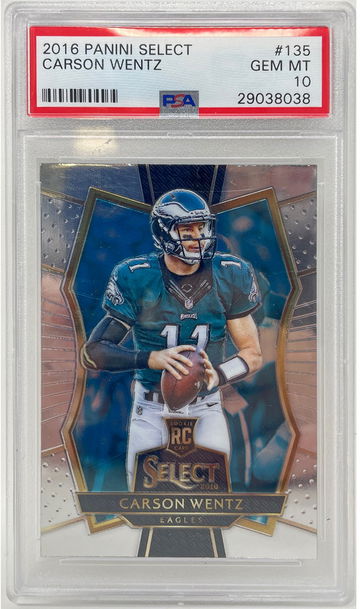 2016 Panini Select Carson Wentz Premier Level #135 Rookie RC PSA 10