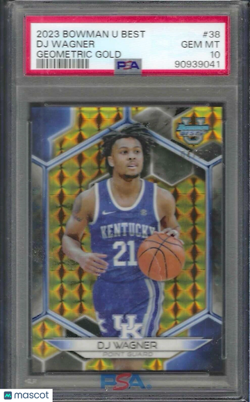 2023 Bowman University Best DJ Wagner #38 Geometric Gold Refractor PSA 10