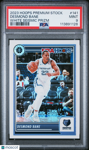 2023 Panini Hoops Premium Stock Desmond Bane #141 White Seismic Prizm PSA 9
