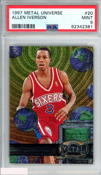 1997 METAL UNIVERSE ALLEN IVERSON #20 PHILADELPHIA 76ERS HOF PSA 9 MINT