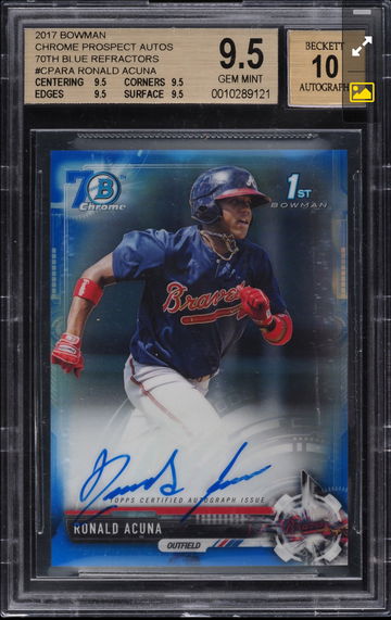 2017 BOWMAN CHROME 70TH BLUE REFRACTOR RONALD ACUNA