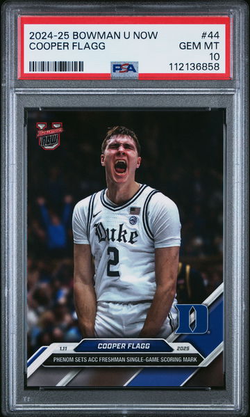 2024-25 BOWMAN U NOW COOPER FLAGG #44 RC ROOKIE PSA 10