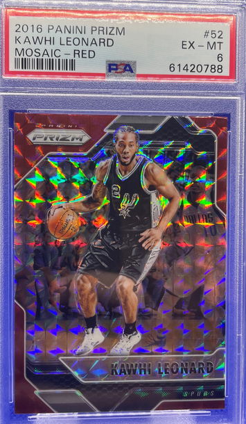 2016-17 Panini Prizm Kawhi Leonard Red Mosaic #52 PSA 6 EX-MT San Antonio Spurs