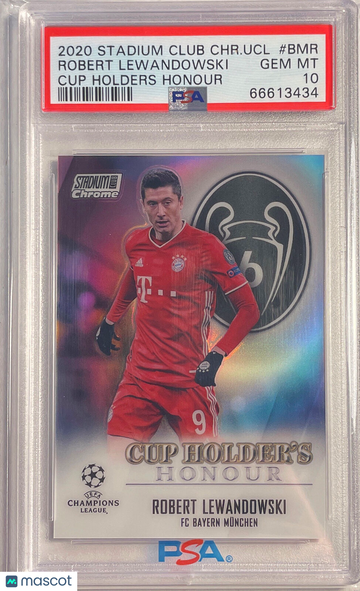 2020 Stadium Club Chrome UEFA Champions League Cup Holders Honour Robert Lewandowski #BMR PSA 10