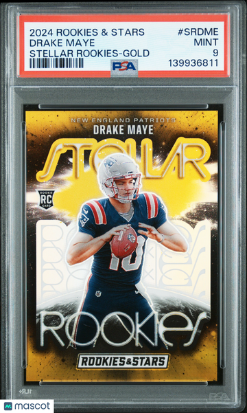 2024 Panini Rookies & Stars Stellar Rookies Drake Maye #SRDME Gold /10 PSA 9