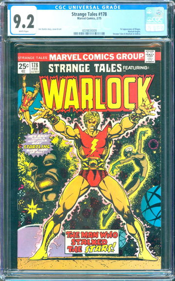Strange Tales #178 (1975) CGC 9.2 -- White pages; 1st app. Magus; Warlock begins