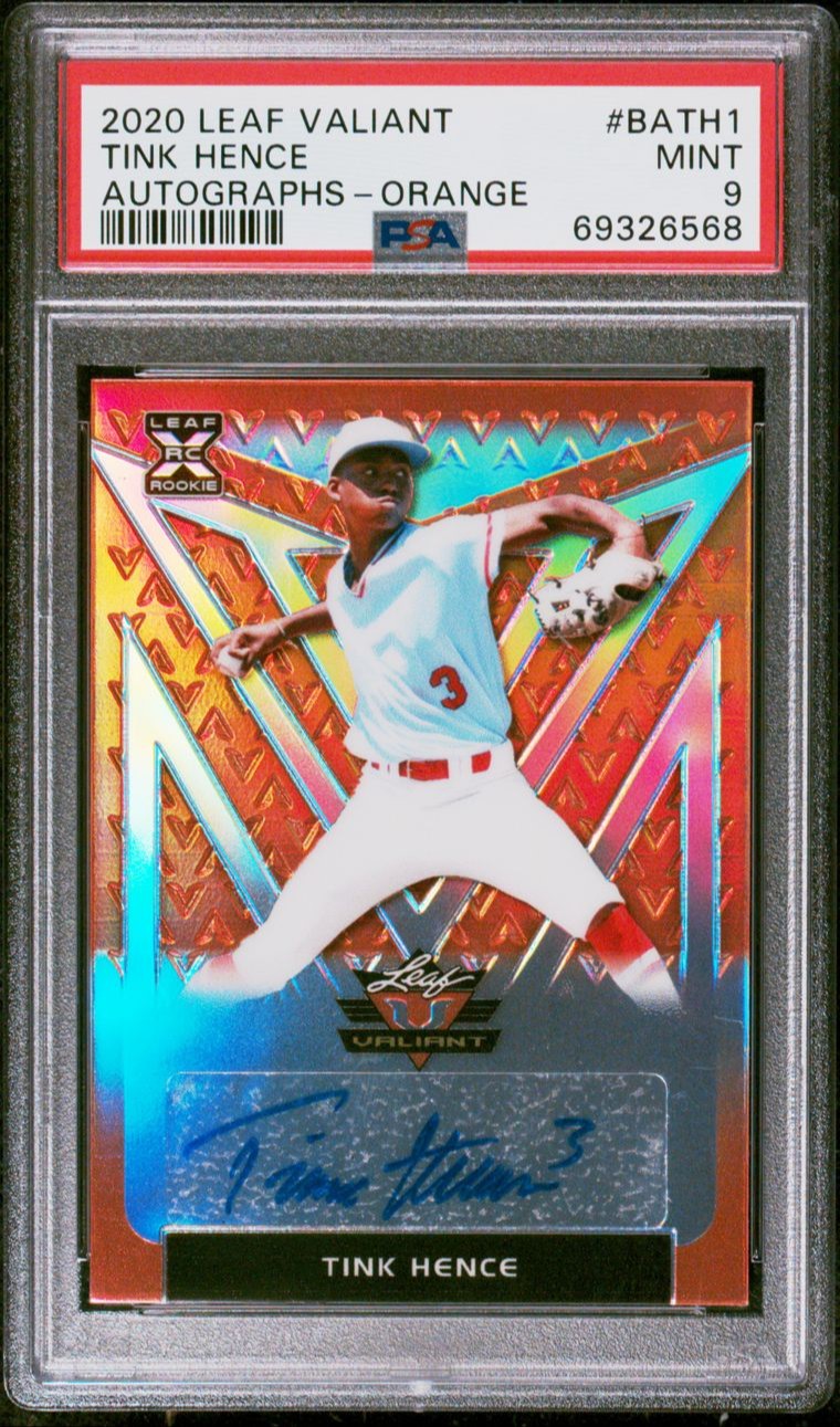 Tink Hence - 2020 Leaf Valiant Autographs Orange - 52/75 - BATH1  - PSA 9