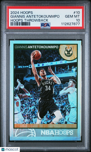 2024 Panini NBA Hoops Hoops Throwback Giannis Antetokounmpo #10 PSA 10