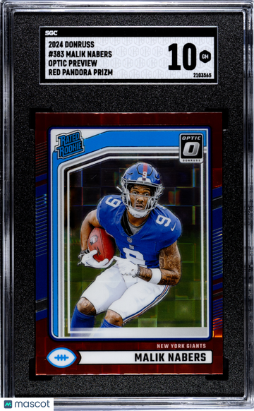 2024 Donruss Malik Nabers #383 Optic Preview Red Pandora Prizm SGC 10