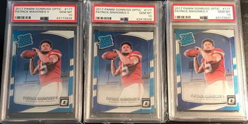 Patrick Mahomes 2017 optic psa 10 lot of 3