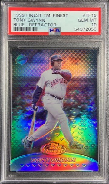 1999 Finest Team Finest Blue Refractor #TF19 /150 SP Tony Gwynn PSA 10 Gem Mint Pop 2