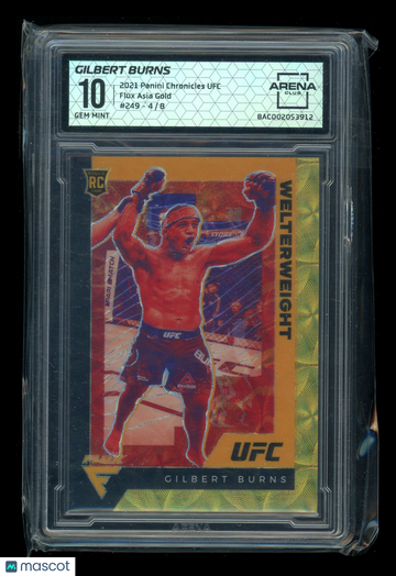 2021 Panini Chronicles UFC Flux Asia Gold Gilbert Burns #249 /8 RC Arena Club 10