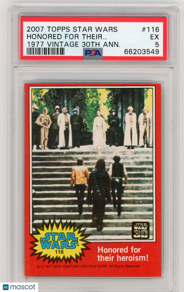 2007 Topps Star Wars 1977 Vintage 30th Anniversary Stamped Card Honored For Their.. . #116 PSA 5