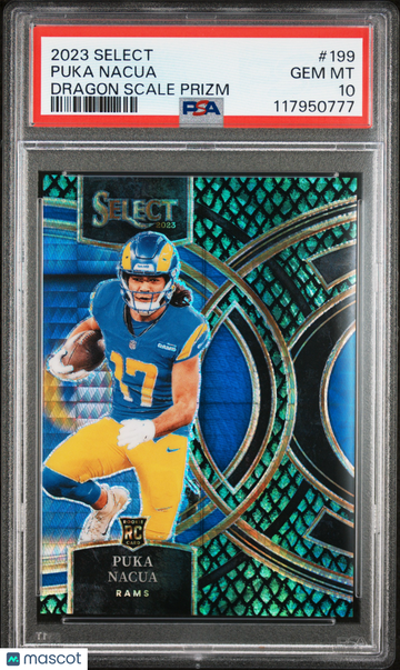 2023 Panini Select Puka Nacua #199 Dragon Scale Prizm PSA 10