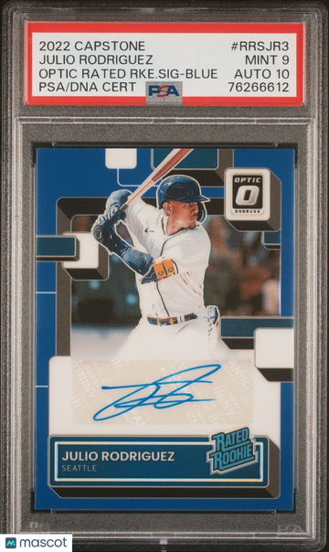 2022 Capstone Optic Julio Rodriguez #RRS-JR3 Optic Rookie PSA 9 Panini Authentic Auto 10