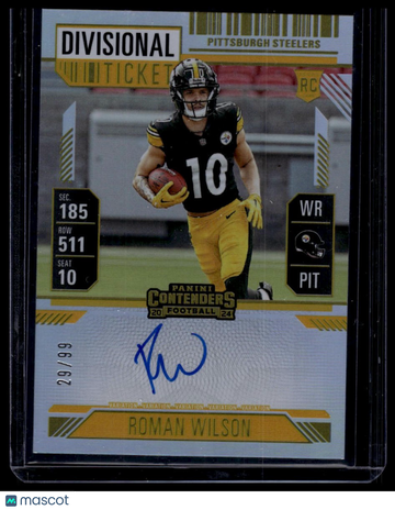 2024 Panini Contenders Roman Wilson #124 Divisional Ticket SN AU RC