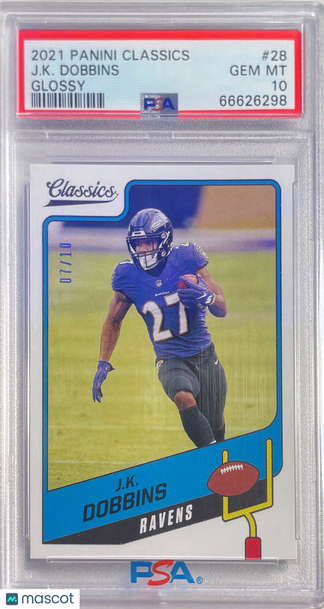 2021 Panini Classics J. K. Dobbins #28 Glossy PSA 10
