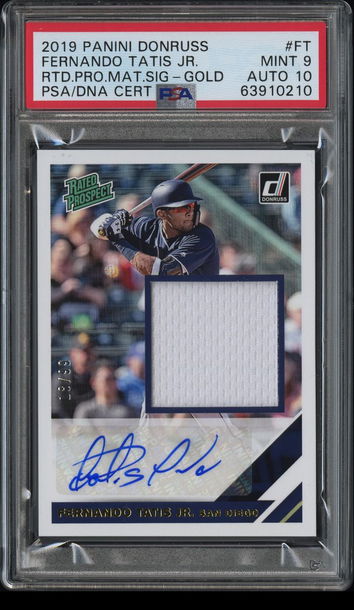 💎2019 Donruss Fernando Tatis Jr Rated Prospect Rookie Patch Auto /99 Gold PSA 9 💎 POP 1