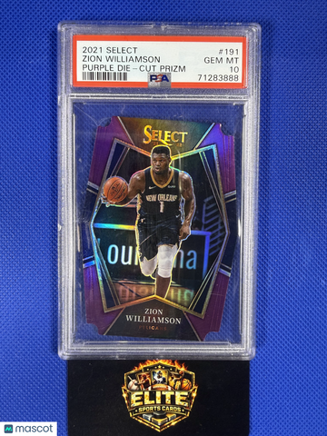 2021 Panini Select Zion Williamson #191 Purple Die Cut Prizm /99 PSA 10