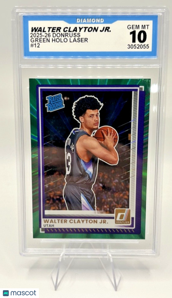2025-26 Donruss Walter Clayton Jr. #12 Green Wave Refractor Parallel/Variety Rookie Base Set 10 Donruss