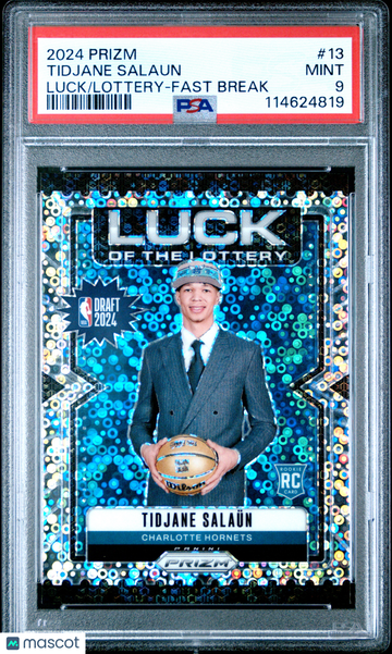 2024 Panini Prizm Luck Of The Lottery Tidjane Salaun #13 Fast Break PSA 9