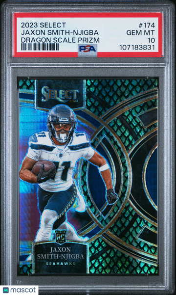 2023 Panini Select Jaxon Smith-Njigba #174 Dragon Scale Prizm PSA 10