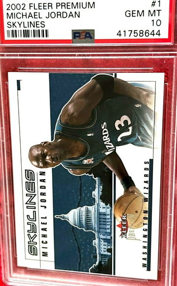 2002 Fleer Premium Skylines #d/2500 1 Michael Jordan Washington Wizards PSA 10 Gem Mint