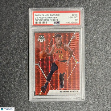 2019 Panini Mosaic De'andre Hunter #239 Fusion Red Choice /88 PSA 10