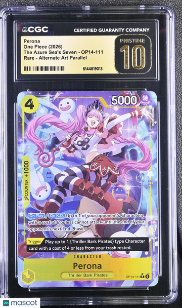 2026 One Piece The Azure Sea's Seven Perona Alternate Art Parallel / CGC 10 #OP14-111