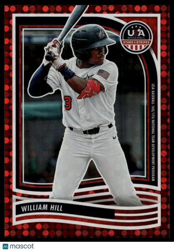 2024 Panini Stars & Stripes USA Baseball William Hill #117 Red SN